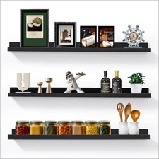 Long Floating Folding Shelves 48 Inch Wood Picture Ledge Shelf with Lip for W