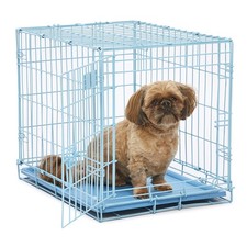 MidWest iCrate 24 Inch Folding Dog Crate with Divider Panel Blue Portable Safe
