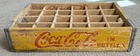 Coca-Cola VTG 24 Bottle Yellow Red Lettering Soda Pop Wooden Crate Flintstone
