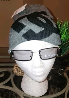 DC Shoes Grey /Black Stretch Logo Beanie Skull Cap Sport SK8 Hat Unisex NWT Rare