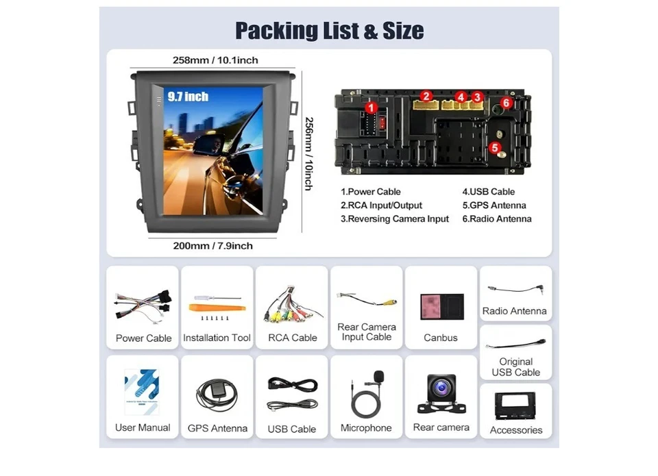 Radio estéreo Android 14 de 9,7"" navegación reproductor GPS para Ford Fusion/Mondeo 2013-2020 Foto 4 de 4