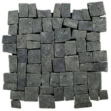 Cruz Bay Studio XQ3R Block Mosaic - 11" x 11" Pebble and Rock - Black Basalt