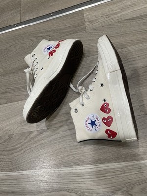 Converse x Play Comme des Garcons Rolling Heart Sneakers White Red Sz 6 Men /W 8