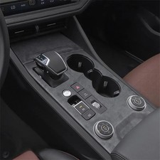 Für VW Touareg 3 2019-2024 Mittelkonsole Blende Schwarz 4-teilig Kunstleder