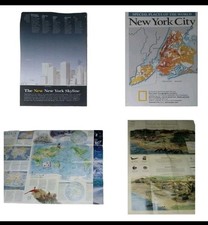 4 Nat Geo Maps: Exploration,World Transformd,NYC Skyline & Sp Places World Trade