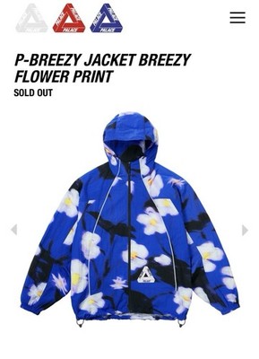 PALACE SKATEBOARDS P-BREEZY JACKET BREEZY FLOWER PRINT SIZE SMALL