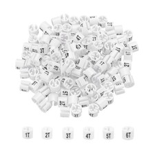 150 Pcs 1T/2T/3T/4T/5T/6T White Clothes Hanger Markers Fit 3mm Rod