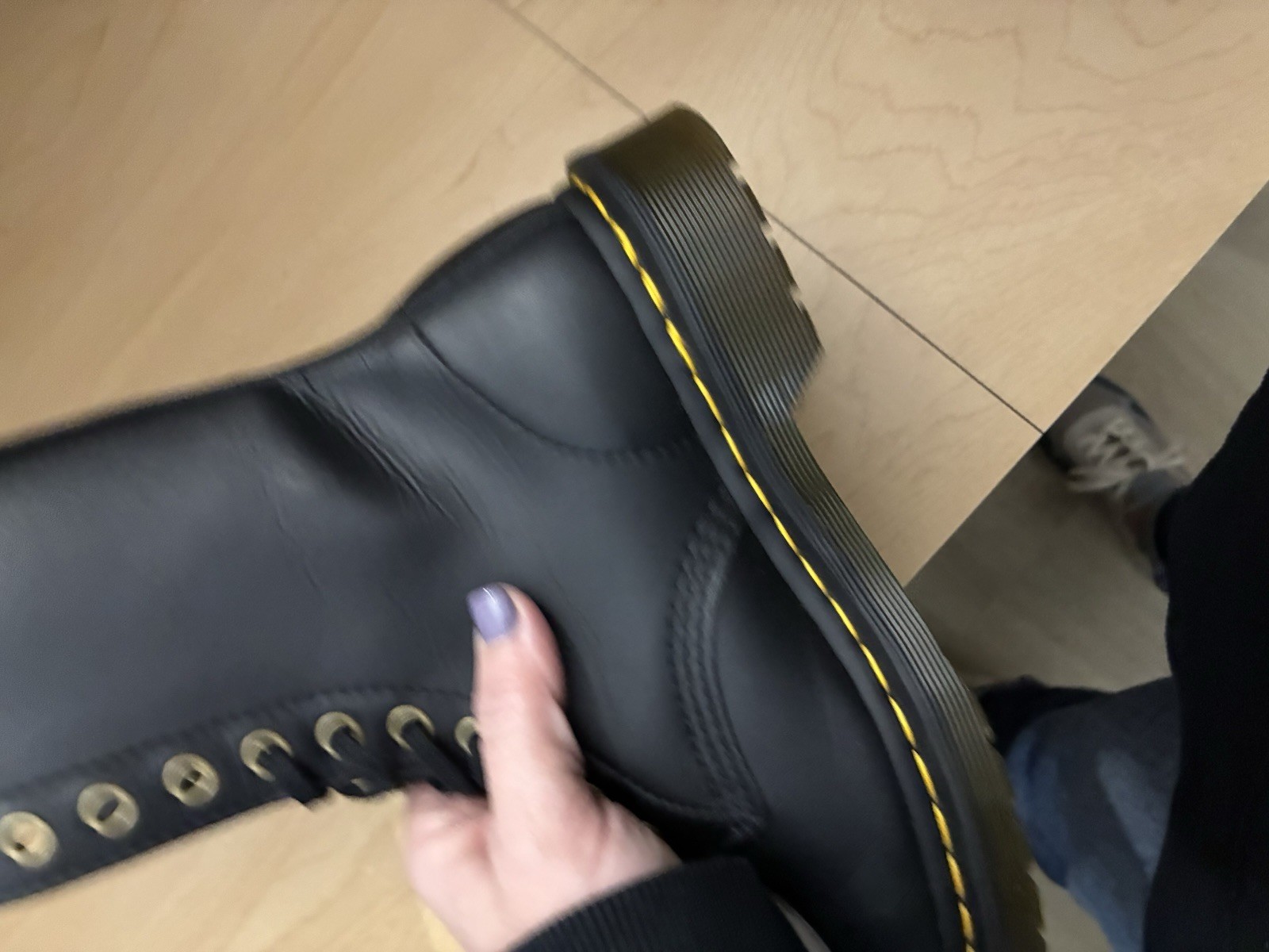 Doc Martens New Black Leather Unisex Combat Boots - Size 6 Ladies  thumbnail 7