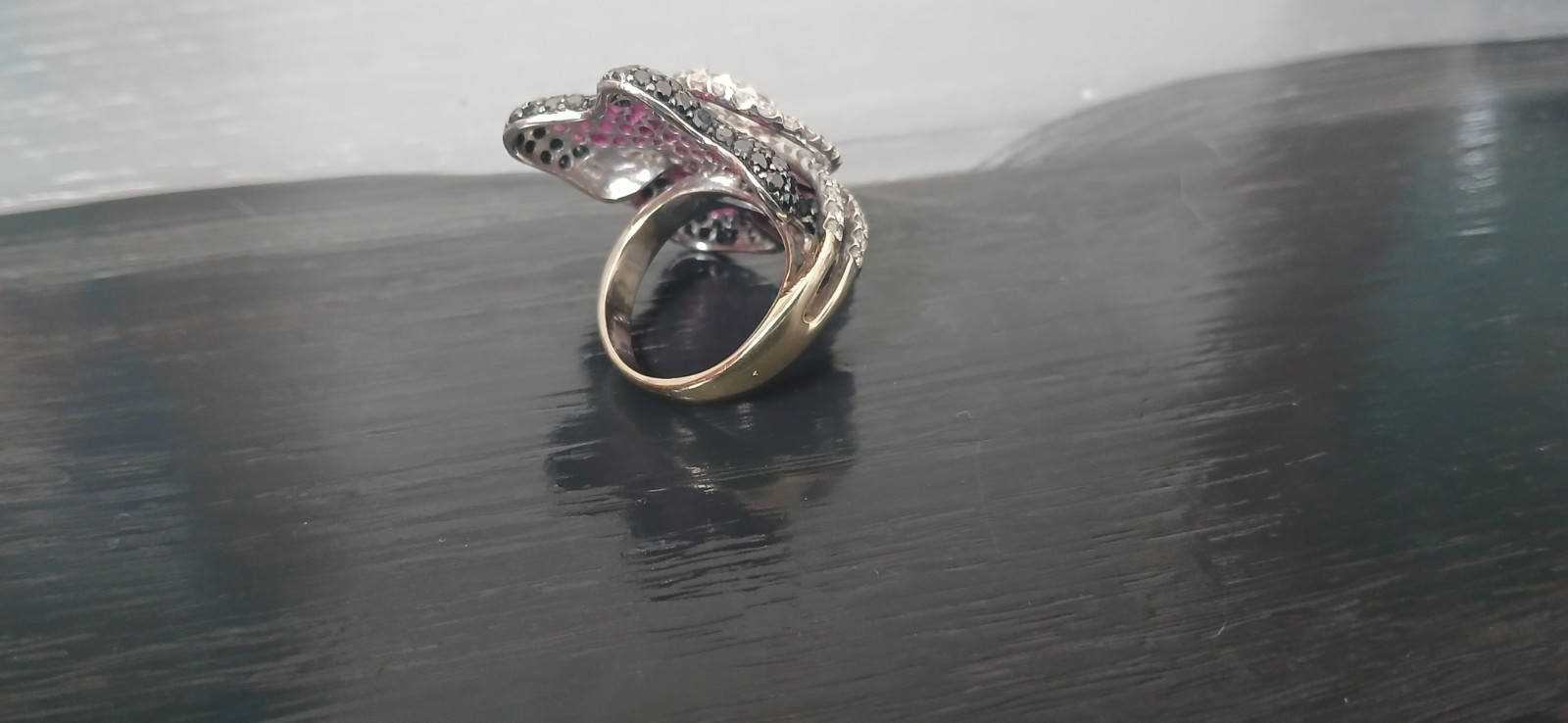 18K solid gold spectacular Ruby and Diamond Flowe… - image 9