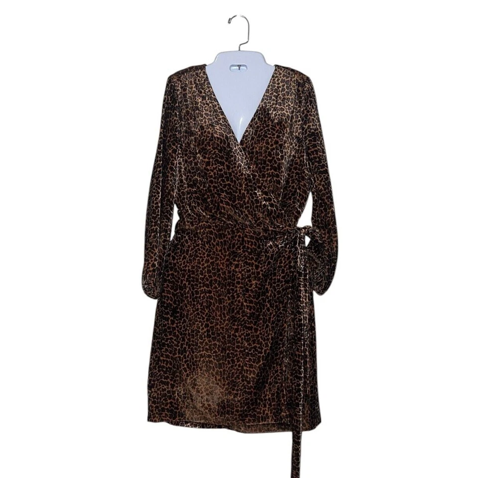 Vestido J.Crew tamanho 10 leopardo veludo veludo manga longa comprimento do joelho esposa máfia - Imagem 2 de 4