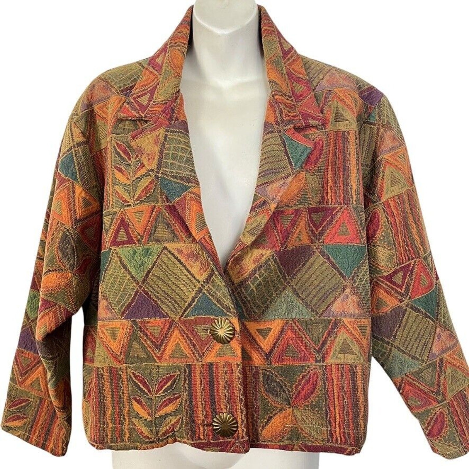 Giacca arazzo dipinta pony vintage donna sud ovest Western USA azteca taglia M