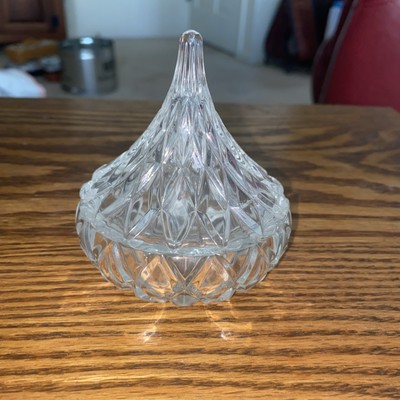 Vintage 1994 HFC Hershey Kiss Chocolate Drop Crystal Cut Glass Candy Dish
