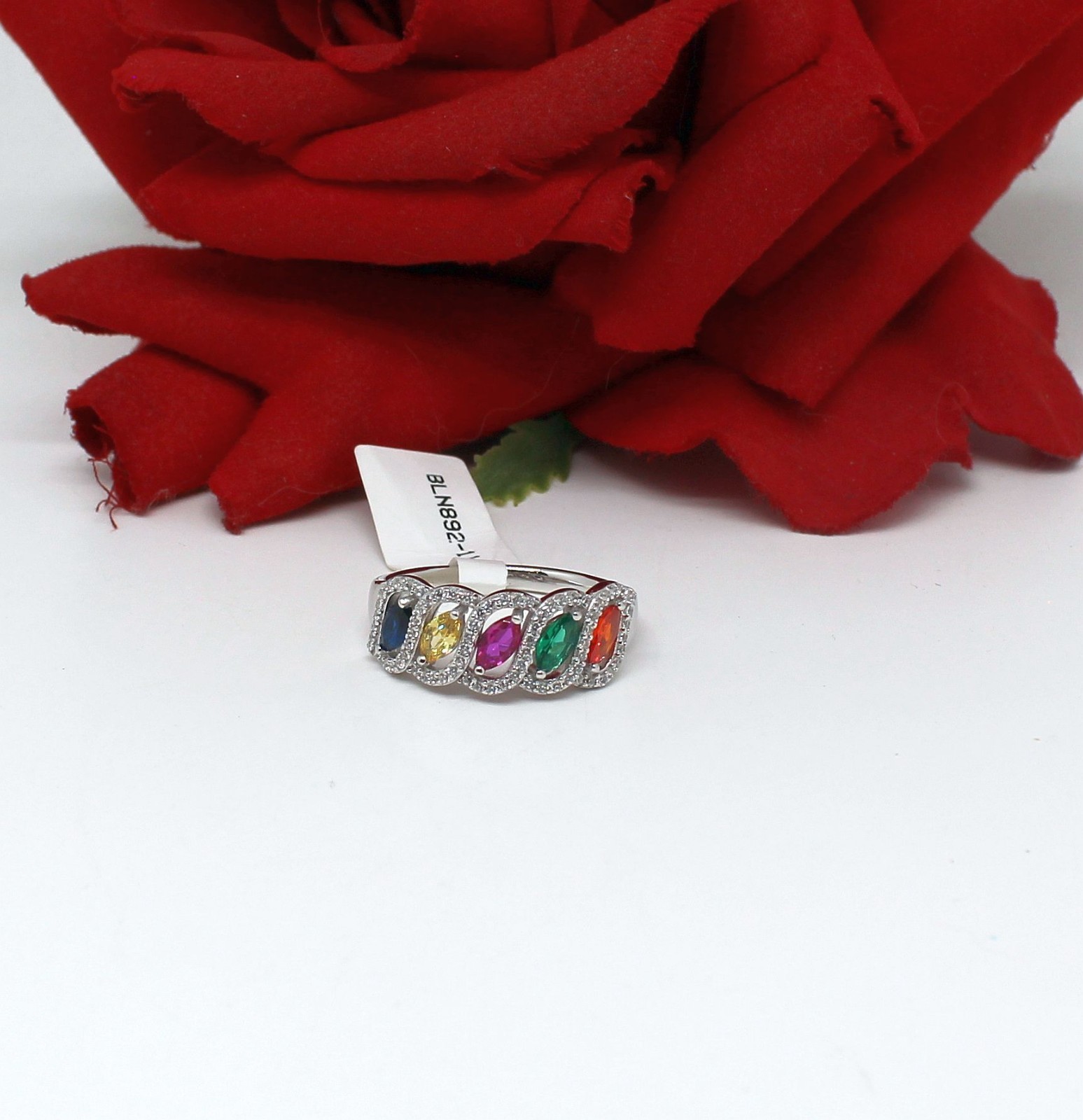 Sterling Silver Rainbow JTV CZ Ring Size 11 4.85g Cat Rescue Inspired