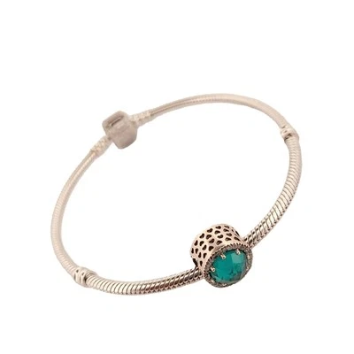 Perle à breloques en argent zircon, bracelet design grec, cristal turquoise. ... - Photo 1/4