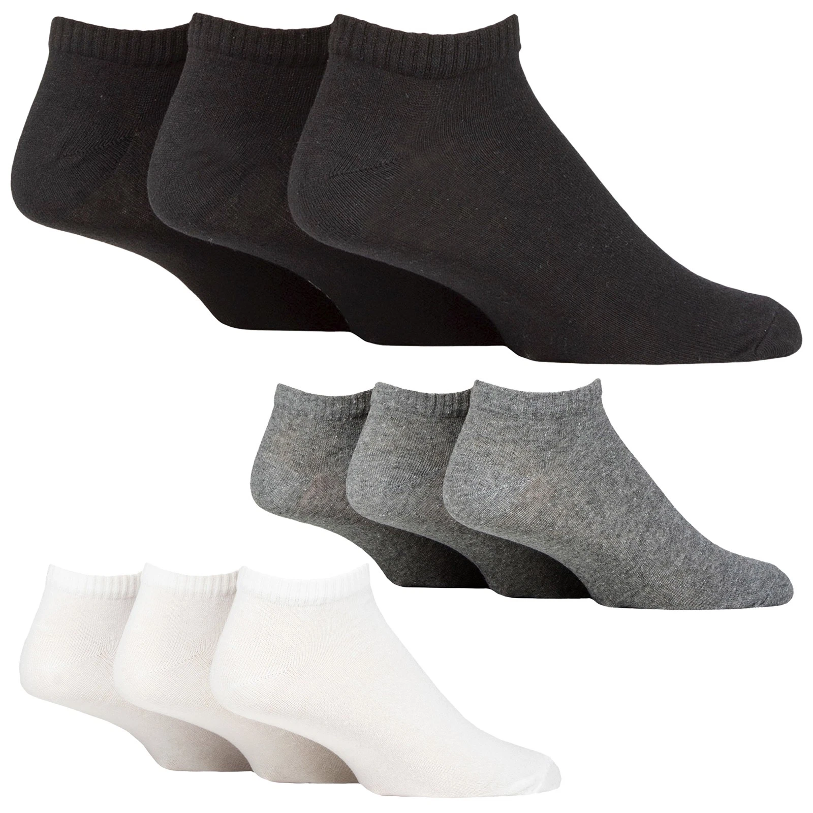 SOCKSHOP TORE - 3 Pack Mens Plain Sports Trainer Ankle Socks