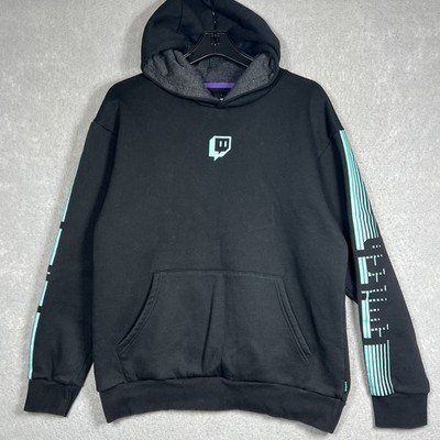 Twitch Glitch Hoodie Men s Large Logo Spellout Partner Streamer Gamer Pullover