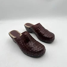 Bass Jillian Shoes Women’s 9.5M Woven Leather Clogs Brown