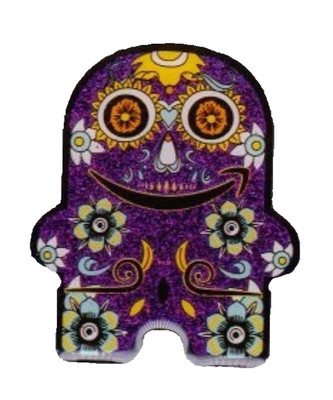 Amazon PECCY Day of the Dead - Dia de los Muertos - Purple Glitter Employee Pin