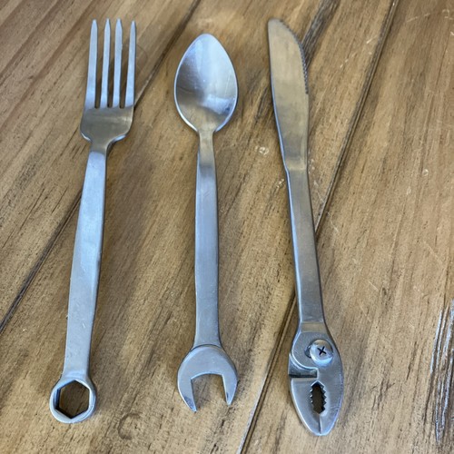 Neuheit Mechaniker Besteck Löffel Messer Gabel Zange Schraubenschlüssel Witz Geschenk Schraubenschlüsselbekleidung