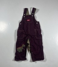 Vintage Carters Maroon Overalls Dinosaur Embroidered Size 12M-18M
