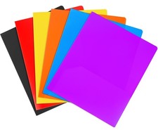 Habgp 6 Pcs Colored File Folders with Pockets Plastic Pocket Folders Letter Size