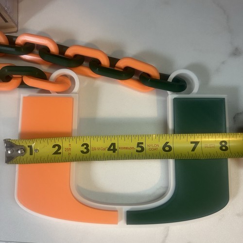 Miami Hurricanes Oversized Chain Necklace NCAAF Fan - Picture 3 of 5