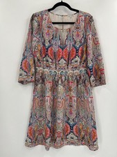 Lace & Mesh Paisley Print Dress L