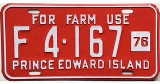 99 CENT SALE 1976 Prince Edward Island PEI FARM USE License Plate #4 167 NR
