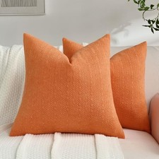 Chenille Throw Pillow Covers 18x18 Inch Set of 18" x 18" Pack of 2 Orange