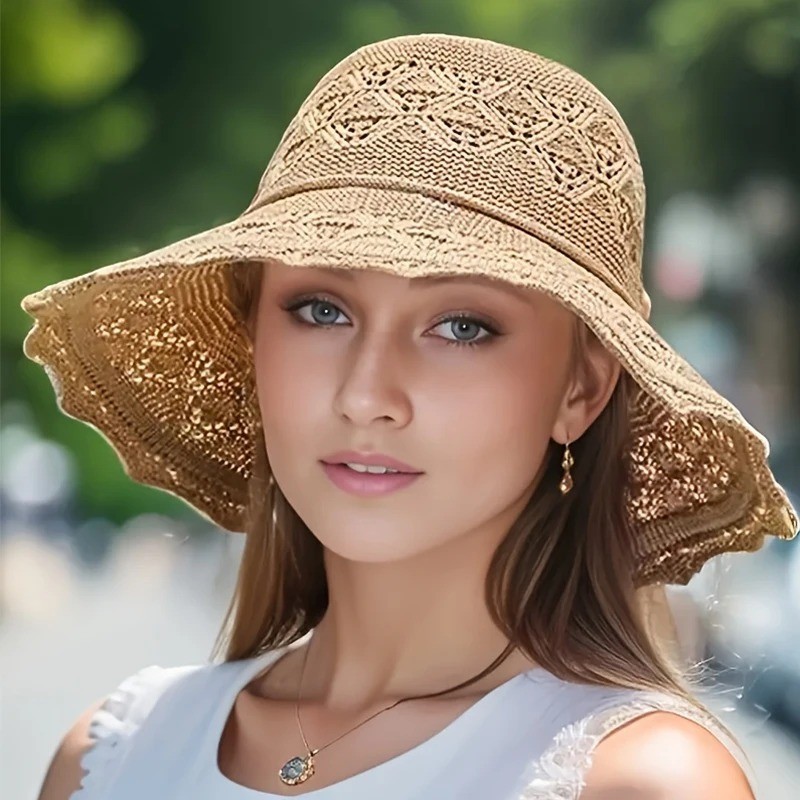 nuevo sombrero de paja verano sol sombrero protección solar ola sol sombrero playa fresco sombrero mujer