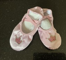 Crown Ballet Shoes Pink Dance Slippers Girls Size12