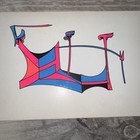 Vintage 1970 Abstract Psychedelic Geometric Painting Neon Pop Art Space Age . — photo 2