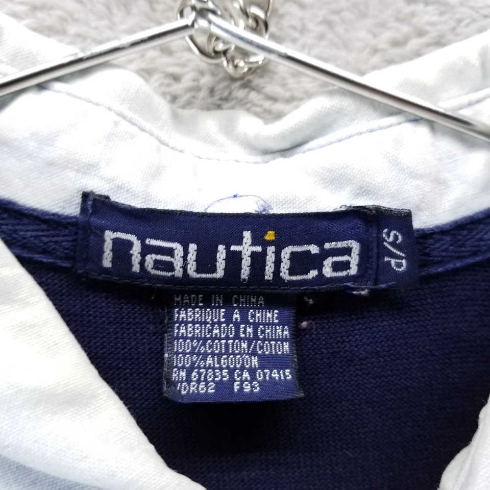 VTG Nautica Shirt Mens S Rugby Striped Long Sleeve 90s Collared Preppy - Image 4 of 4