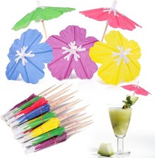 100 PCS Hibiscus Drink Umbrellas Cocktail Picks Cocktail Umbrellas Drinks Mini