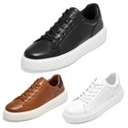 HEEZ Men's Dress Sneakers Split Leather Lace Up Oxfords Casual Formal Work Shoes