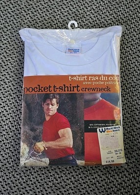 Vintage White 3XL Pocket T-Shirt Mark's Work Wearhouse 54'' - 56'' Chest NOS 