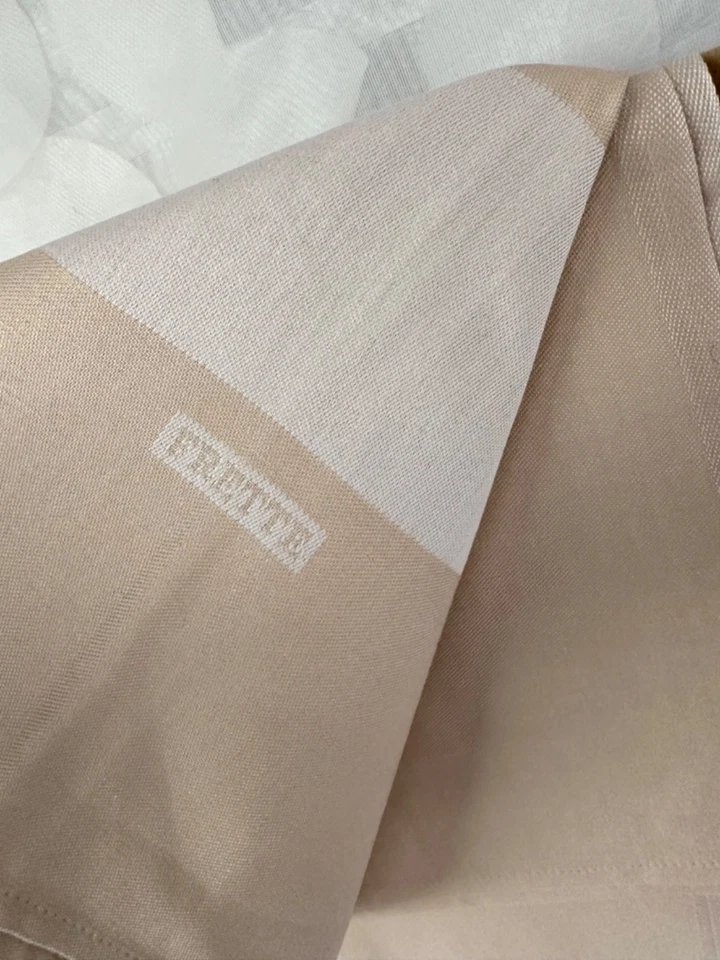 FRETTE 1860 SQUARE Ecru DAMASK Tablecloth Modern contemporary Bordered 60” ITALY - Image 4 of 4