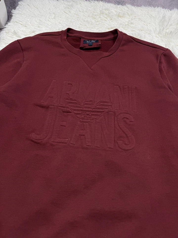 Suéter Pullover Armani Jeans AJ Hombre Burdeos Talla S Foto 2 de 4