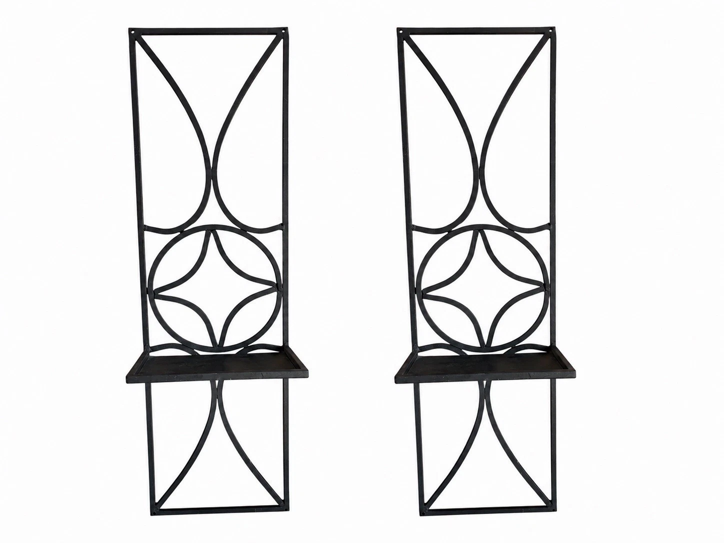 Set of 2 Metal Wall Shelves Black Geometric Floating Shelf Decor 24x7x5”