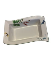 Temptations By Tara Wild Garden Rectangular Baker White Floral Discontinued 