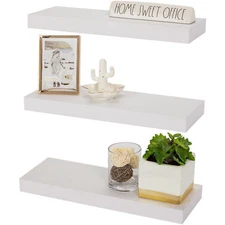 Sorbus Floating Shelves, Hanging Wall Shelf Décor- 16 Inches- Black/White - 3 Pk