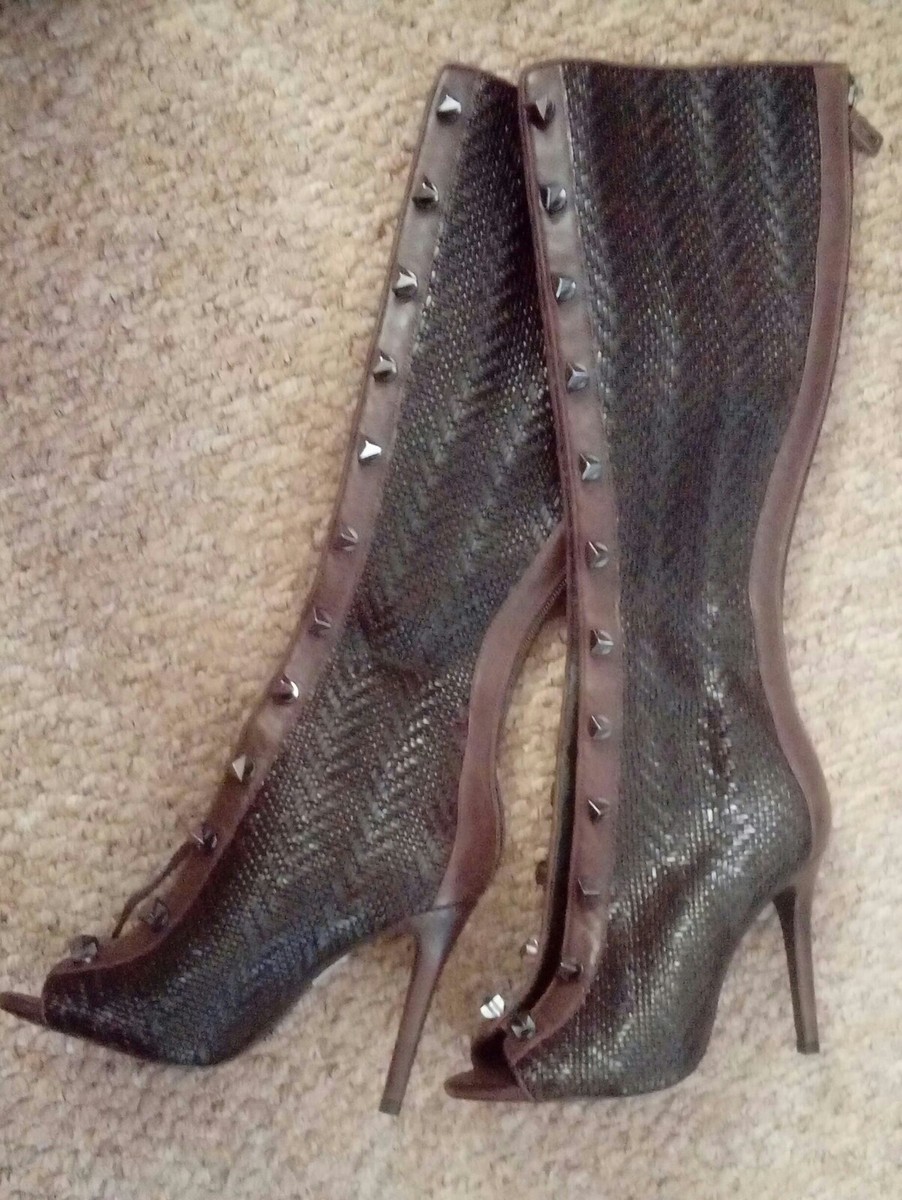 Amazing rare $360 Schutz Asos 37 UK woven brown long boots