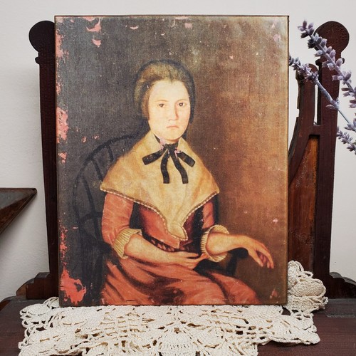 RETRATO DE MUJER USADO POR EL TIEMPO EN MAL ESTADO COLONIAL PRIMITIVO VICTORIANO ESTILO VINTAGE SIGNO - Imagen 7 de 11