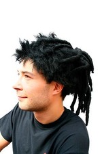 Parrucca Dreadlocks/Rasta Intrecciato Treccia Nero Hippie Rastaman 1304 Nuovo