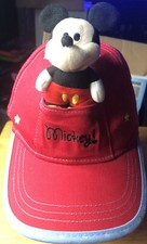 Disney Parks Mickey Mouse Youth Strap-Back Cap With Plush That Fits in Pocket