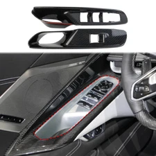 Carbon Fiber Style Window Lift Switch Panel Cover Trim For Chevrolet Corvette C8