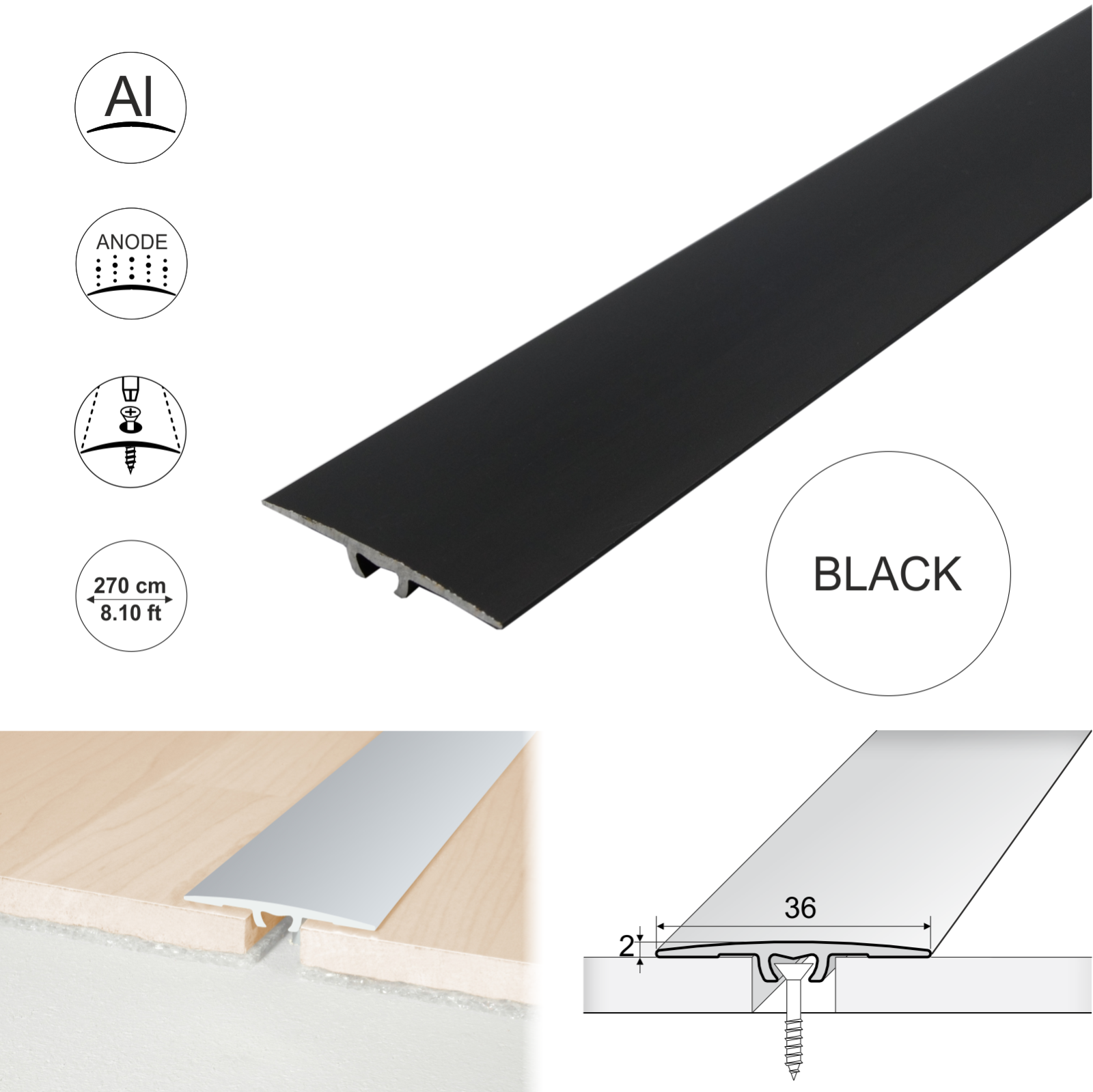 2.7m CLICK VINYL FLOORING EDGE PROFILE TRIM THRESHOLD DOOR FLOOR BAR LVT A68 eBay