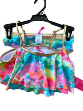 50 Betsey Johnson 2-piece bright watercolour swimsuit Girl s size 10 UPF50 NWT