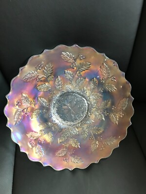 Antique White Carnival Glass Holly Plate, AS IS - EOx