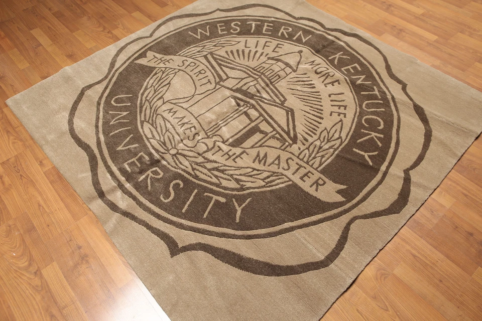 6' x 6' square hand knotted Tibetan Kentucky University Wool Area rug 6x6 Tan - Image 3 of 4